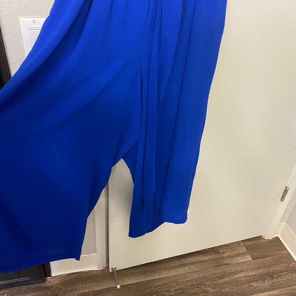 Lane Bryant blue button front jumpsuit with pockets - Picture 3 of 5